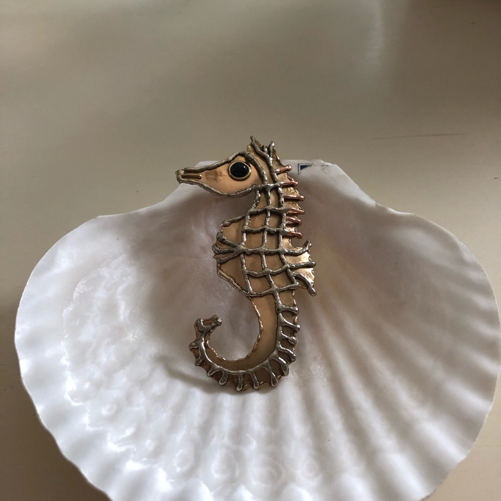 Seahorse in silver, brass and copper
